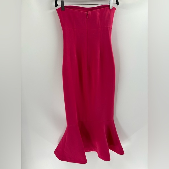 Cinq A Sept Pink Luna Strapless Midi Length Ruffle Wedding Guest Dress Size 0 - Picture 15 of 15